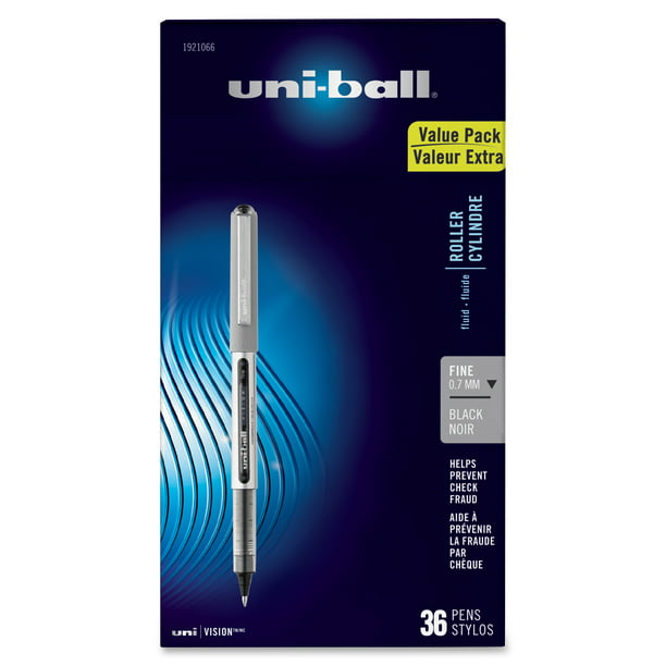 0.7mm Black Fine Point uni-ball Vision Rollerball Pens 4 Count